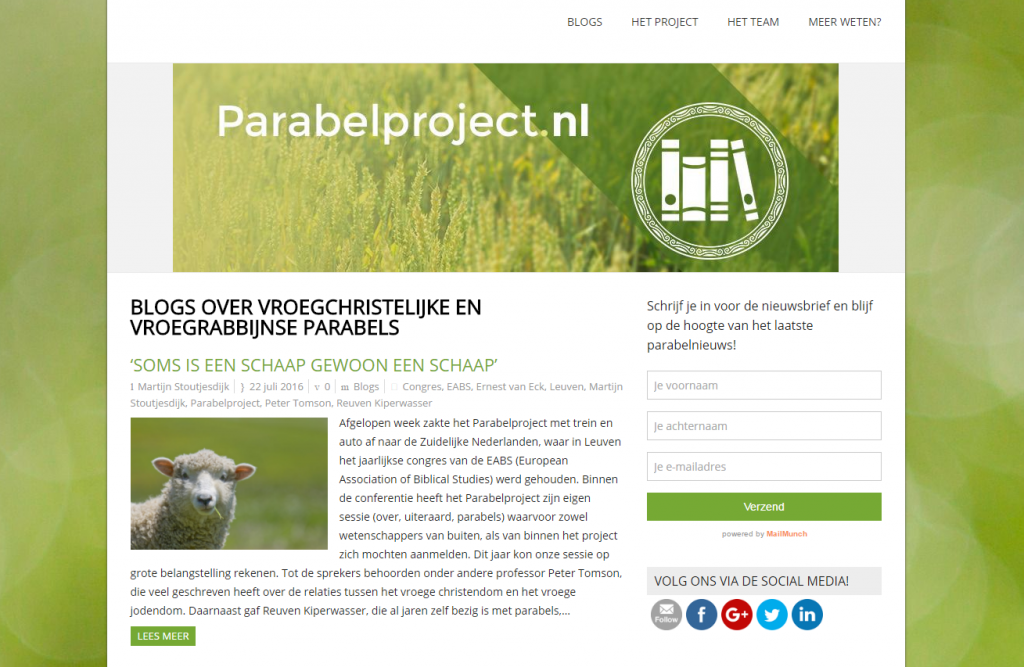 Onze projectwebsite: www.parabelproject.nl
